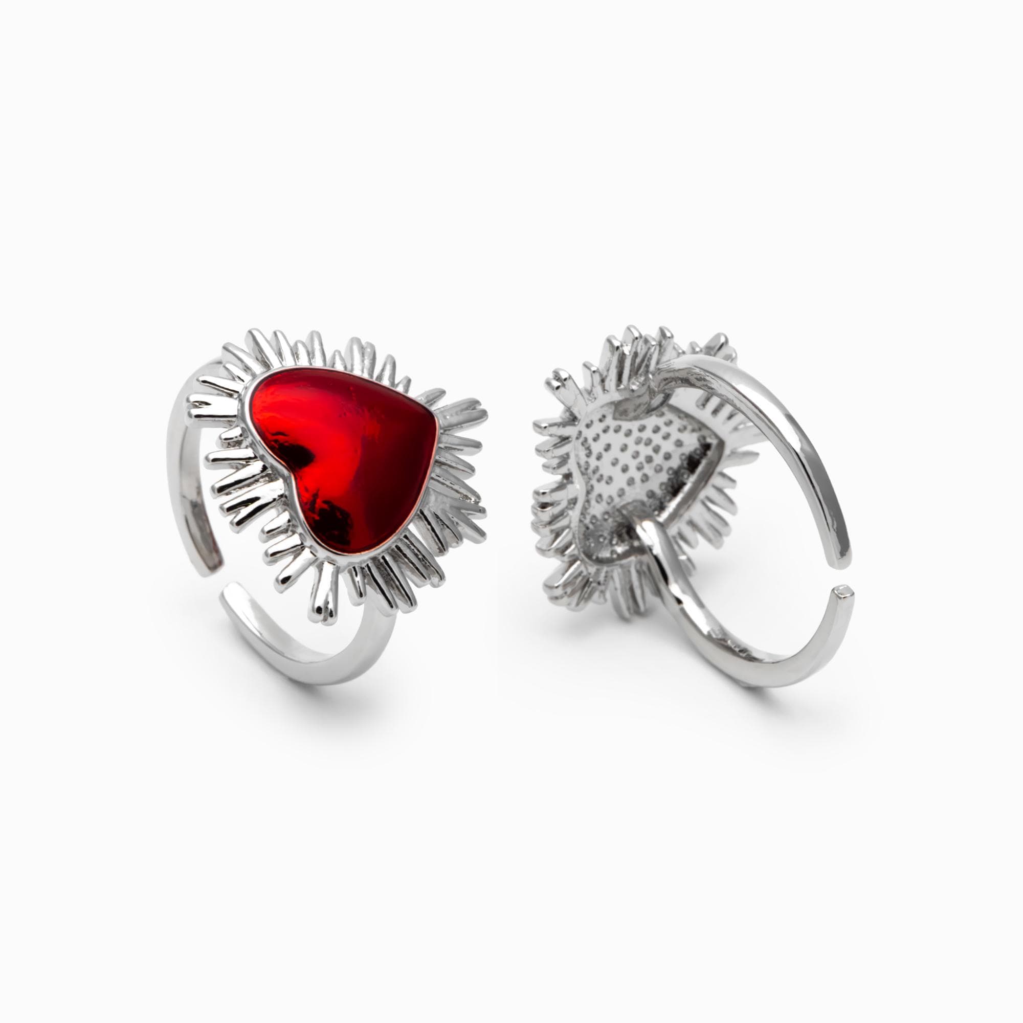 4pcs Gold/ Silver Red Heart Ring, Everyday Ring, Dainty Rings, Adjustable Ring (#JZ-013)